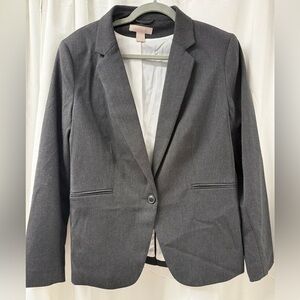 H&M+ Gray Tailored Blazer One Button Career Jacket Size 16